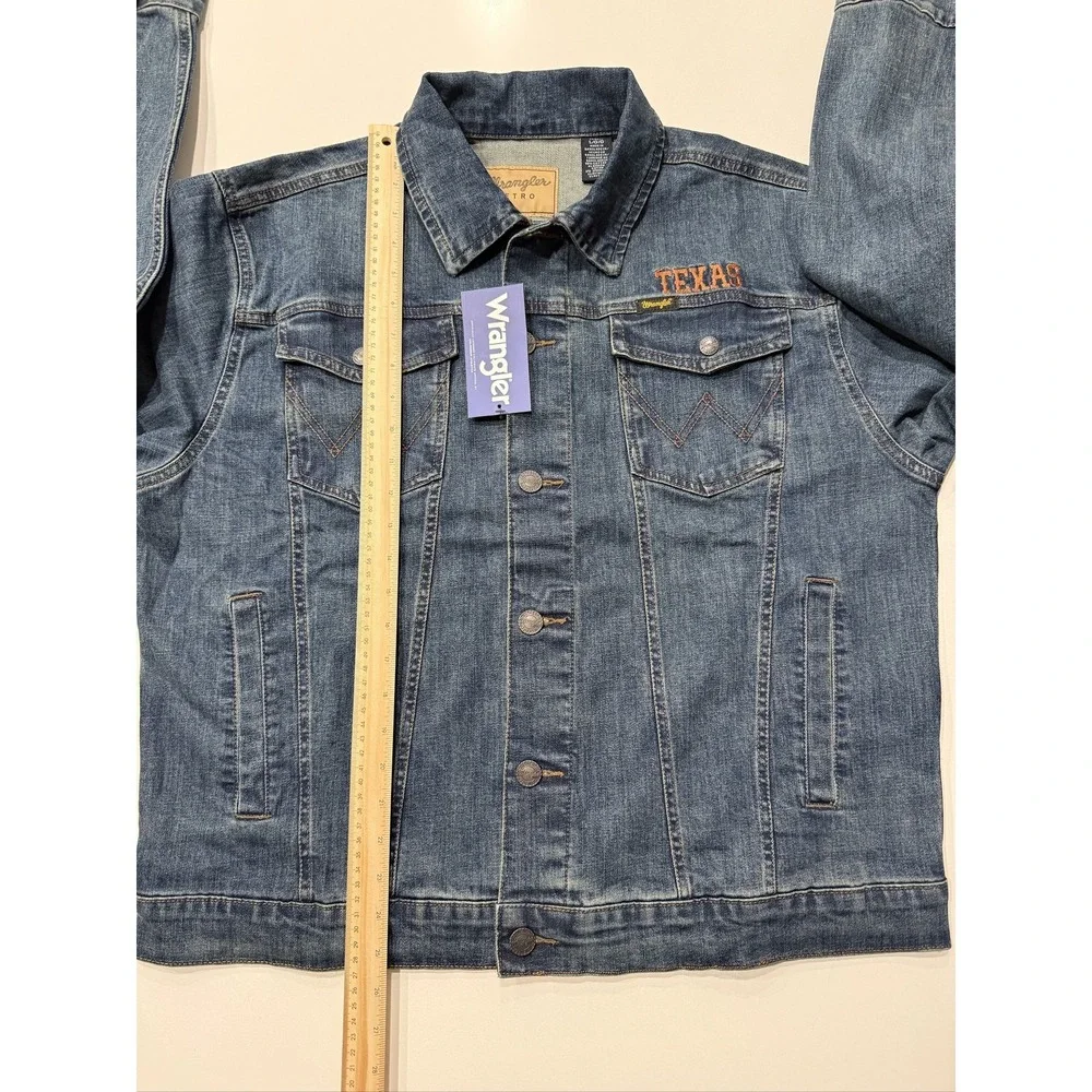 Wrangler Retro Texas Longhorns Mens Blue Denim Jacket Large NWT
